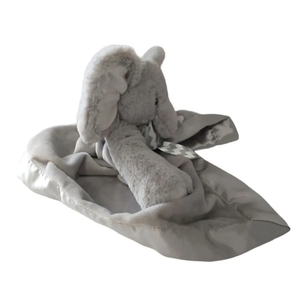 Bearington Baby Elephant Lovey Lil Spout Snuggler Gray Security Blanket Satin.‎